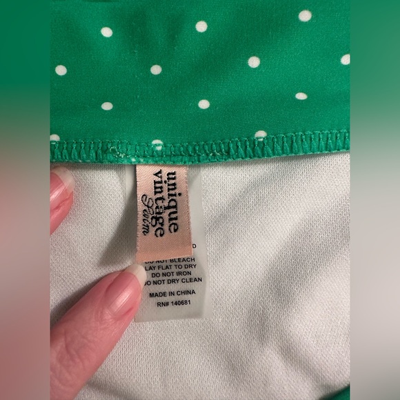 Unique Vintage Plus Size Green & White Pin Dot Monroe Swim Bottom - Picture 10 of 10